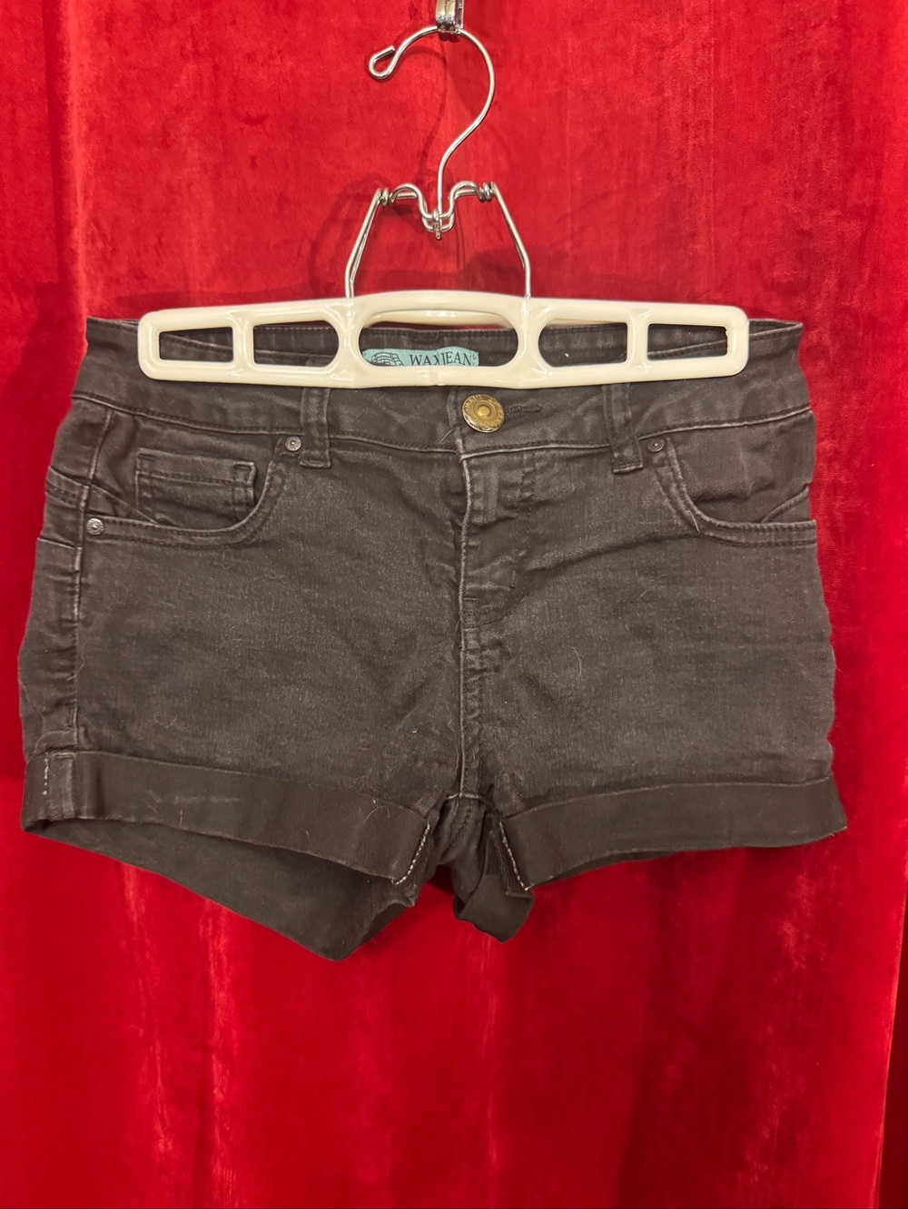 Black Cuffed Push-Up Denim Shorts